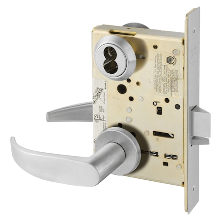 Sargent School Security Mortise Lock, LN Rose, P Lever, LFIC Prep Less Core, Satin Chrome 60-8259 LNP 26D